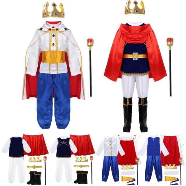 King Costume Boys Medieval Prince Kids Crown Fancy Dress Up Cape Cosplay  Outfit £13.65 - Picclick Uk