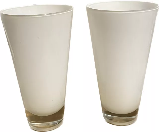 White Cased Glass Vintage Drinking Glasses Tumblers Mid Century Modern MCM Retro