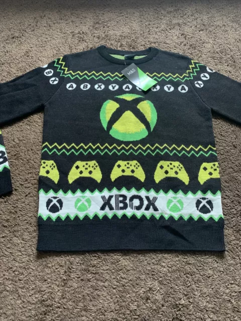 BNWT XBOX @ M&S Boys Age 7-8 Years Black Multi Jumper