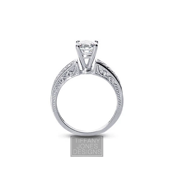 1/3ct E SI1 Round Natural Diamond 950 PL. Vintage Solitaire Engagement Ring