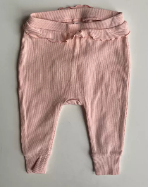 Seed baby girl size 3-6 months pink ribbed leggings pants frills, VGUC