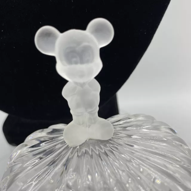 Disney Mickey Mouse heart shape trinket dish Clear Glass Frosted Figure NICE