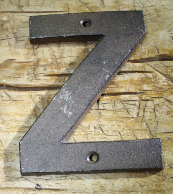 Cast Iron Industrial LETTER Z Sign Rustic Brown 5" tall Alphabet
