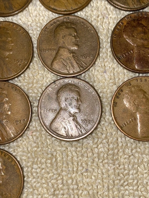 1 US Lincoln Wheat Cent Penny Roll 1909-S/1909 VDB BU+ RD (50 Coins) Old Vintage 10