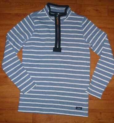 Joules Childrens Blue/White Striped Zip Neck Sweatshirt Age 11-12yrs New