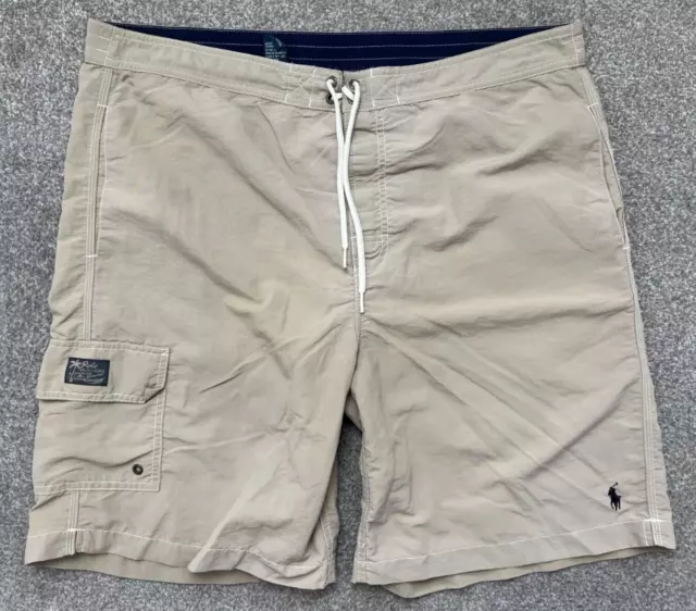 Polo Ralph Lauren Swim Shorts Mens Large L W36-38 Khaki Beige Swimming Relaxed