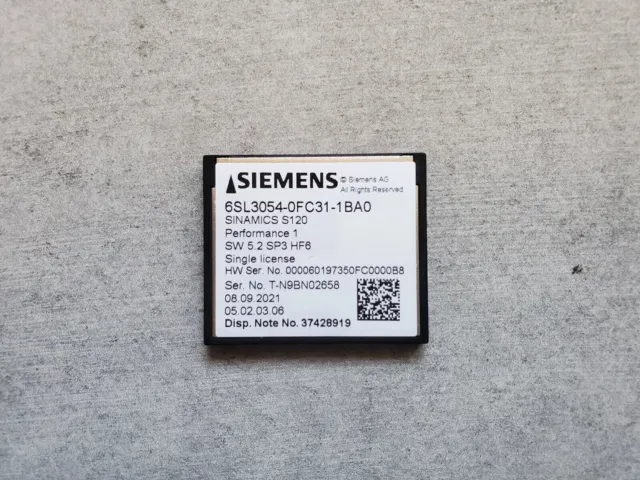 Carte CF Siemens Sinamics S120 Performance SW 5.2 SP3 HF6 6SL3054-0FC31-1BA0