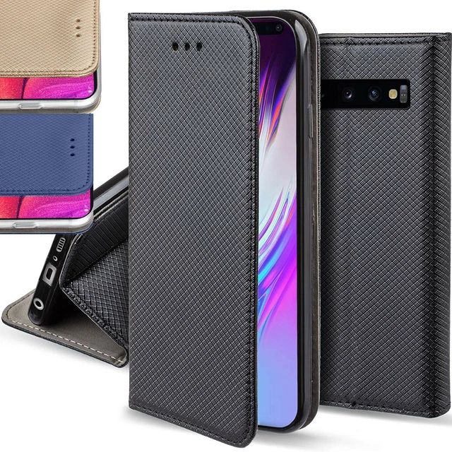 housse pour galaxy s10 / s10 plus / s10e etui coque flip cover RABAT NOIR