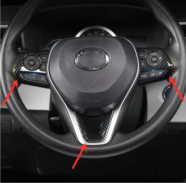 Carbon Fiber Steering Wheel Decor Frame Trim 3PCS For Toyota Corolla 2019-2023