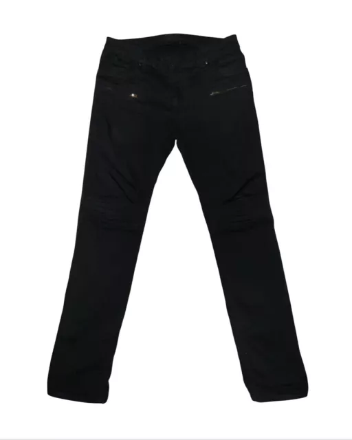 Robins Jeans Mens 32 Motard Straight Black Biker Stretch Zip Pockets Made In USA