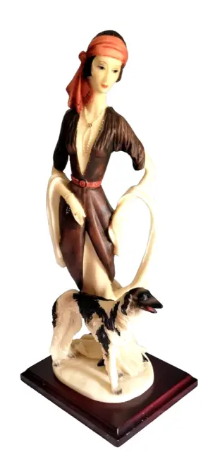 Lady Woman Dog Borzoi Wolfhound Figure Art Deco ARMANI Style Russian Flapper.