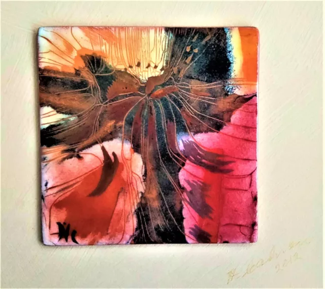 Heather Calnan Abstract Framed Australian Studio Enamel Copper Art