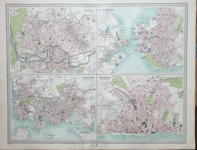 1903 Old Bristol Portsmouth Plymouth Brighton Arsenal Pier City Map