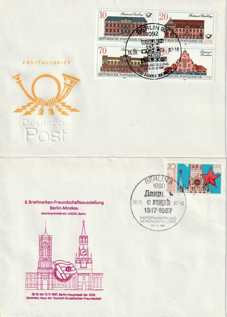 DDR - FDC mit MiNr. 3067 - 3070,  Historische Postgebäude, + Sonderbrief ☉