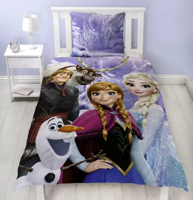 Disney Frozen Team SIngle Duvet 100% Cotton Flannel Reversible Bedding Elsa Anna