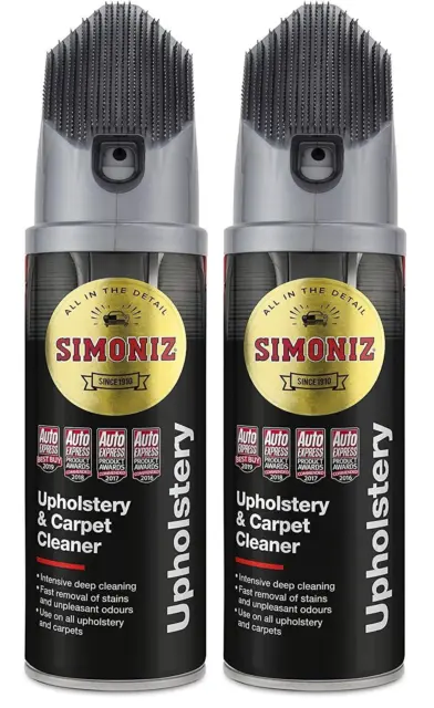 2x Simoniz Car Upholstery Fabric & Carpet Cleaner Foam Stain Remover Brush 400ml