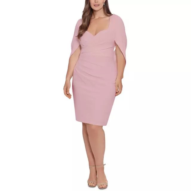 B&A by Betsy and Adam Womens Crepe Drape-Back Slit Sheath Dress Plus BHFO 0347