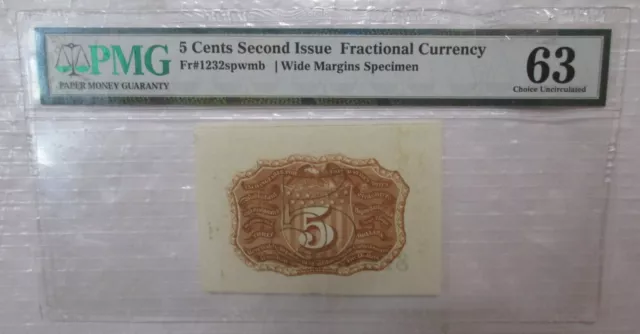U.S. 5 Cents Second Issue 1863 Fractional Currency PMG 63 Fr#1232spwmb