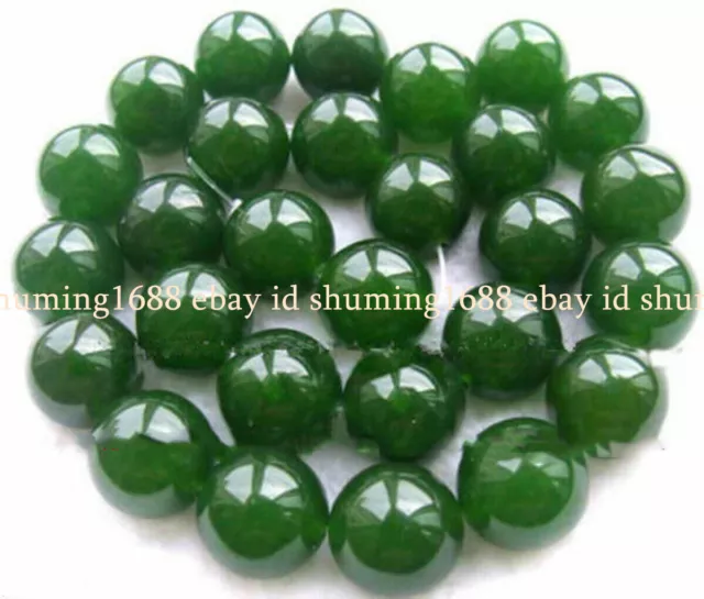 Beauty 6/8/10/12/14mm Natural Nephrite Green Jade Round Gemstone Loose Beads 15"
