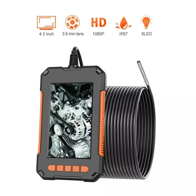 Caméra endoscope, caméra d'inspection de tuyau, 1080p Hd endoscope  industriel étanche 4,3 pouces écran lcd 2600mah Snake Camera, 5m Ip67 avec  8 Leds