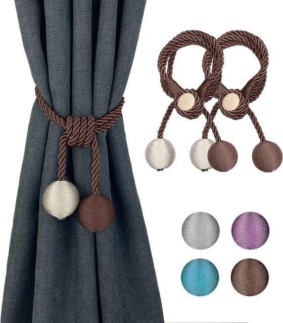 New 2 Pack Brown Magnetic Curtain Tiebacks Clips - Magnetic Curtain Tie Backs De