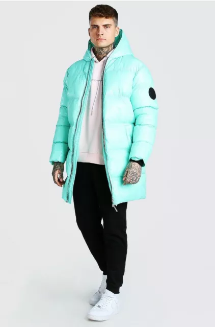 High Shine Longline Puffer Mens Size Small( Mint Green)