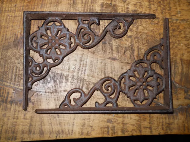 2 Cast Iron Antique Style Web  Brackets, Garden Braces Shelf Bracket