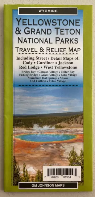 New AAA YELLOWSTONE/GRAND TETON NATIONAL PARK ROAD MAP  Wyoming Tour GM JOHNSON