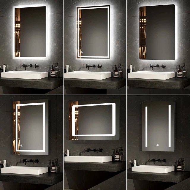 EMKE LED BATHROOM Mirror With Shaver Socket Lights Illuminated Anti-fog ...