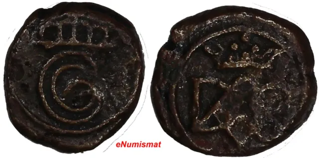 India-Danish,Tranquebar  Christian VI (1730-1746 ) Copper Cash 0,96 g.KM# 132(9)