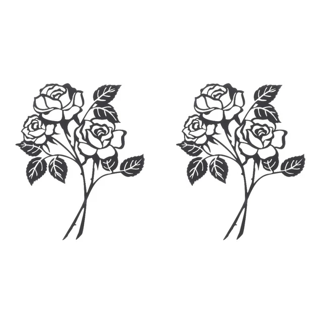 Set 2 Metal Wall Decor Wrought Iron Rose Wall Decorations Floral Decor Ornament