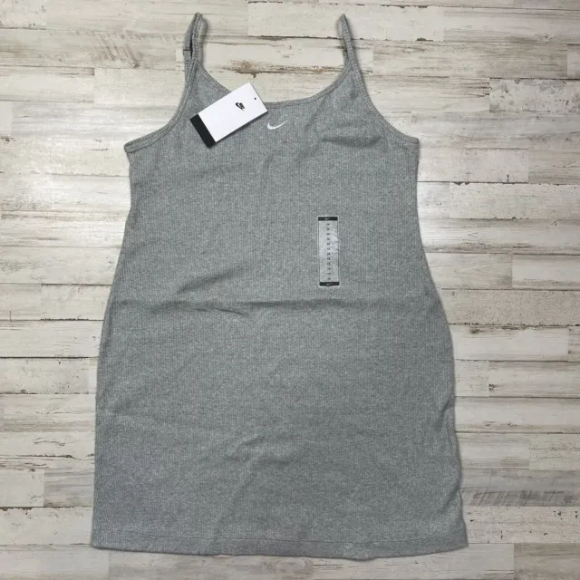 Nike Sportswear Women’s Essential Ribbed Tank Dress Gray Plus Size 1X NWT