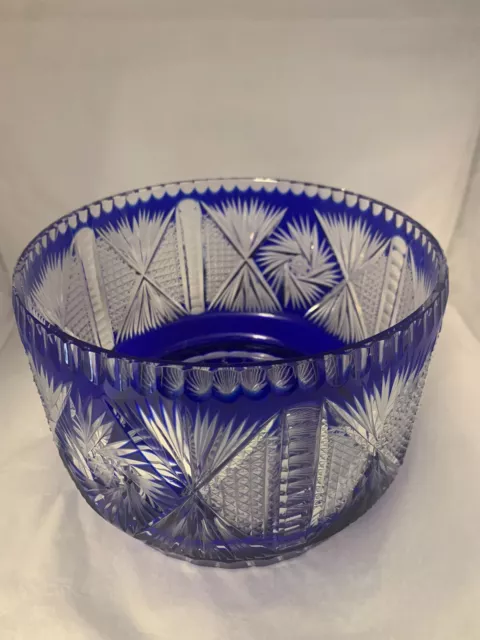Cobal Cut To Clear Crystal Fruit Bowl-Large