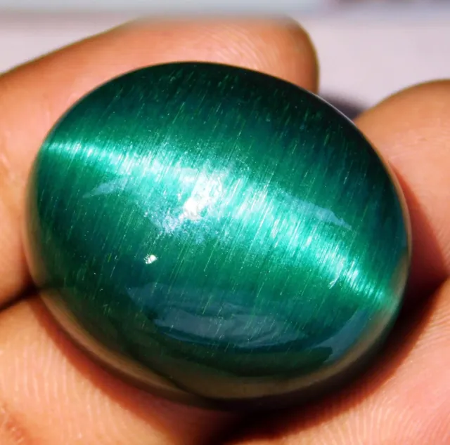 Piedra preciosa suelta ovalada ojo cabujón corte cabujón verde crisoberilo natural 113,65 quilates