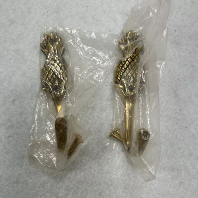 Brass Pineapple Hook Lot Of 2 Wall Mount With Screws Coat Towel Hanger