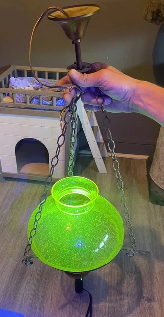 Ancienne Applique Lustre En Ouraline Vert (uranium) - Vintage