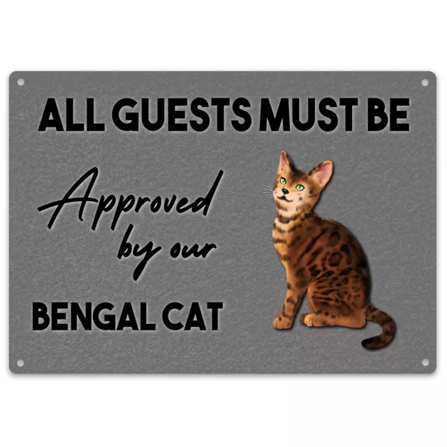 Personalised Approved By Our Bengal Cat Metal Sign Family Funny Kitten Pet Ow...