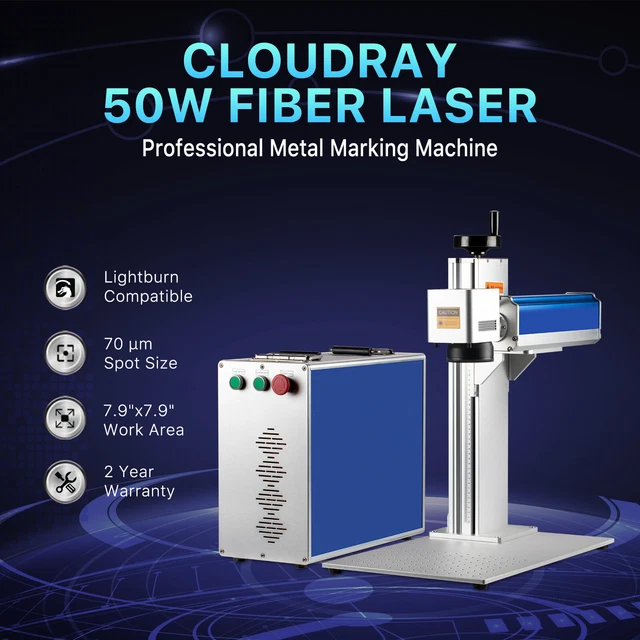 50W Raycus Fiber Laser Marking Machine 200*200mm & 80mm Rotary Axis EzCad2