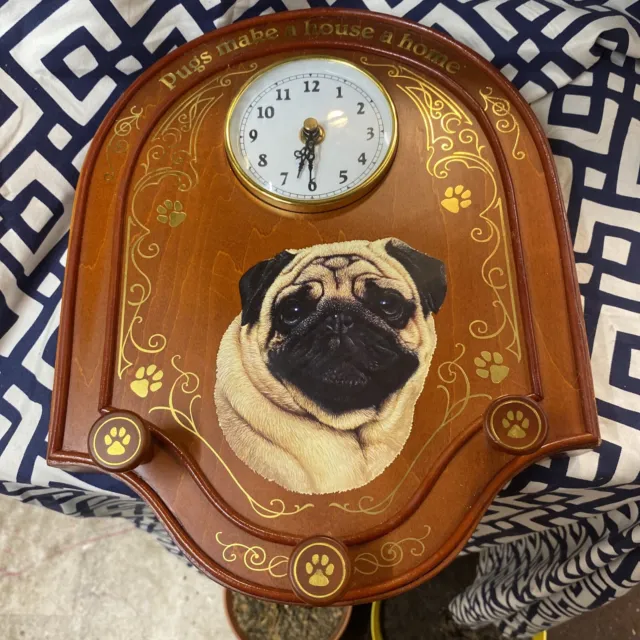 Danbury Mint The Pug Clock And Leash Rack Retired