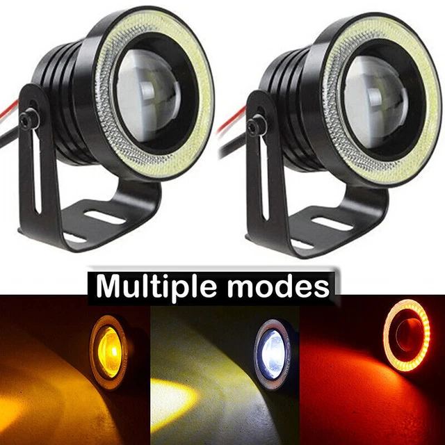 PAIR 3'' COB LED Fog Light Projector Car Red Angel Eyes Halo Ring DRL Lamp .