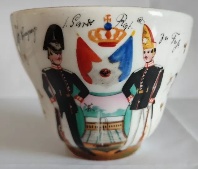 Preußen, Potsdam 1. Garde Regiment zu Fuß Reservisten Tasse KPM von 1870 selten!