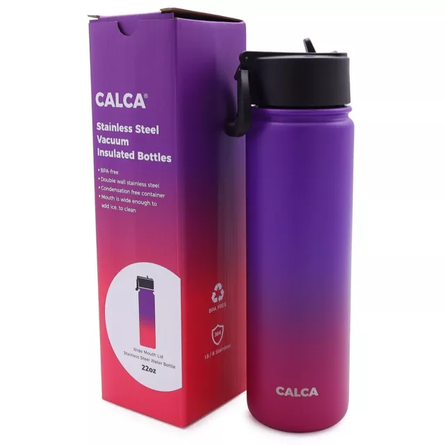 USA 22oz Stainless Steel Water Bottle Double Wall Vacuum Insulated Sports Bottle