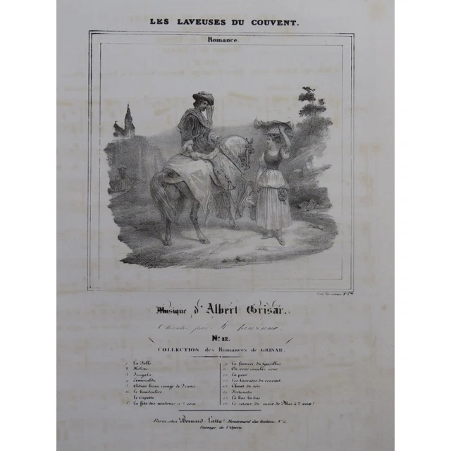 GRISAR Albert Les Laveuses du couvent Chant Piano ca1840