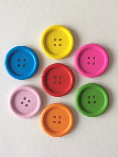 Large wooden buttons 30mm and 40mm - red blue pink yellow green orange - crafts