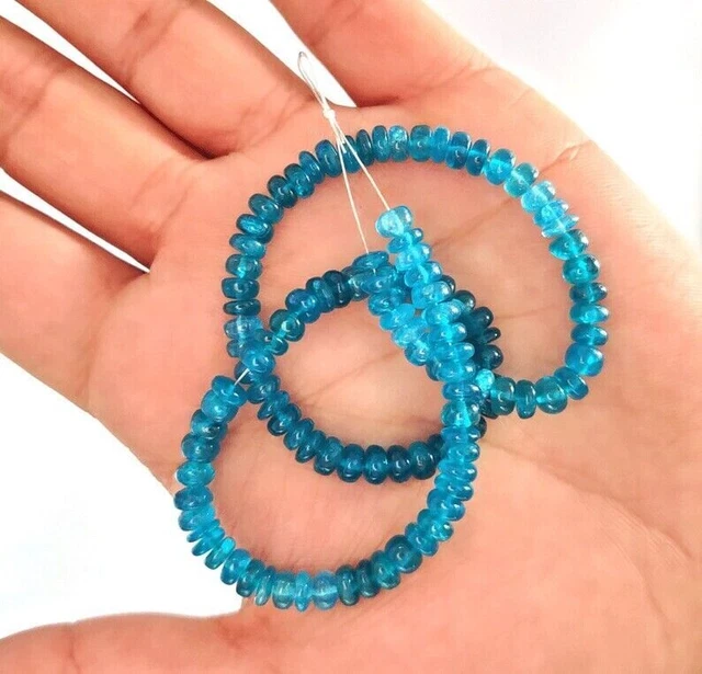 6-7mm Néon Bleu Apatite Lisse Rondelle Perles 13" Naturel Apatite Rondelle...