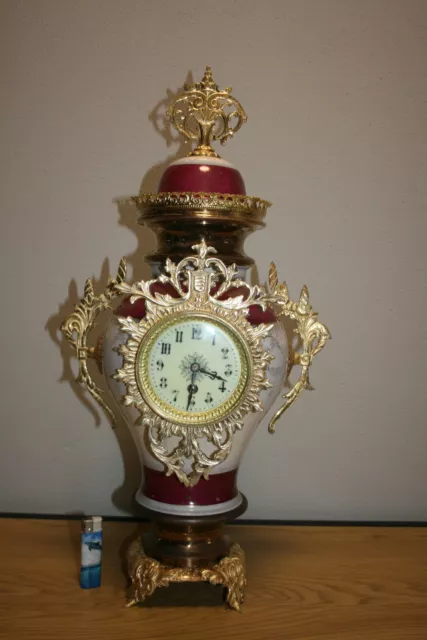 Schöne Grose Antike Französische Pendule-Kaminuhr-Vase-Porzelan- Bronze um 1875