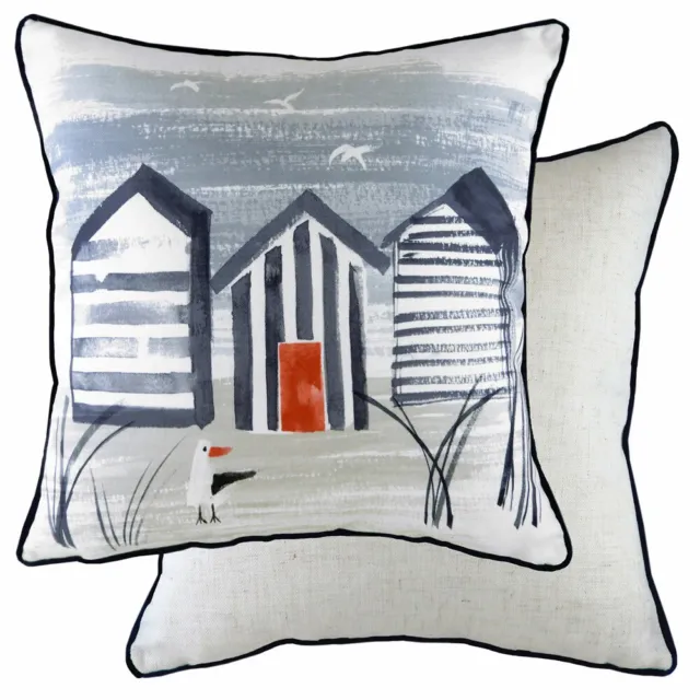 Evans Lichfield Nautical Beach Huts Print Cushion Cover, Multi, 43 x 43 Cm