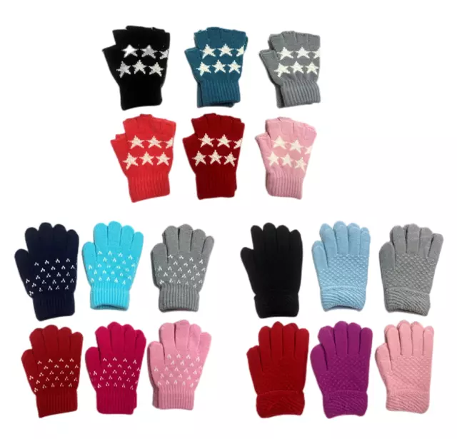 Winter Children Gloves Mittens Fingerless Gloves Soft Warm Knitted Stretchable