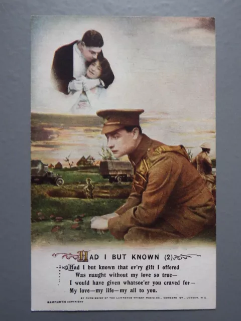 R&L Postcard: Bamforth Song Card Had I But Known 2, Series 4986, WW1 Sweetheart