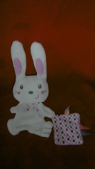 Doudou Semi Plat Simba Toys Nicotoy Lapin Réversible Blanc Rose Mouchoir à Pois